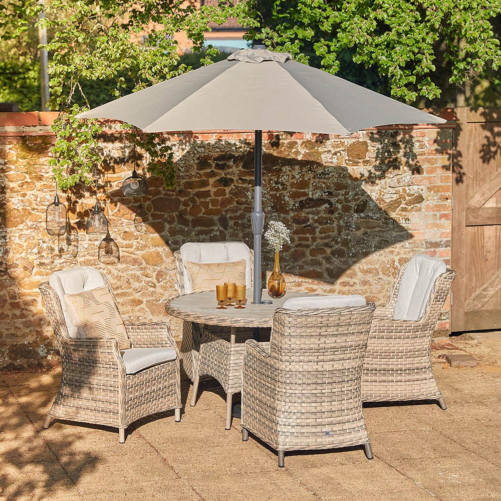 Florence 4 Seat Dining Set With 2.5m Parasol