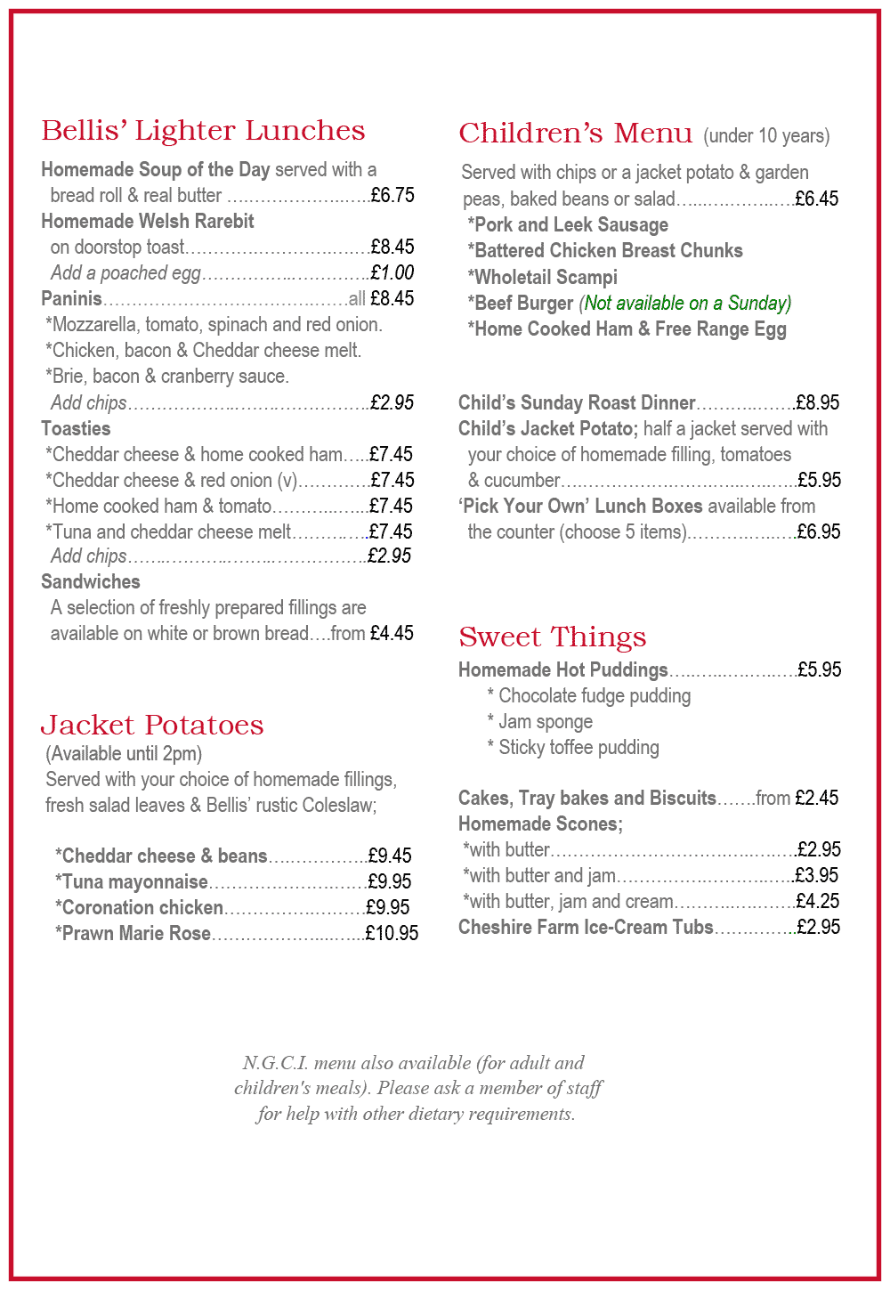 Download our Main Menu